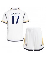 Real Madrid Lucas Vazquez #17 Domácí dres pro děti 2023-24 Krátký Rukáv (+ trenýrky)